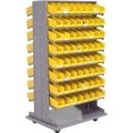Global Equipment 16 Shelf Double-Sided Mobile Pick Rack - 128 Yellow Plastic Shelf Bins 4"W 603428YL